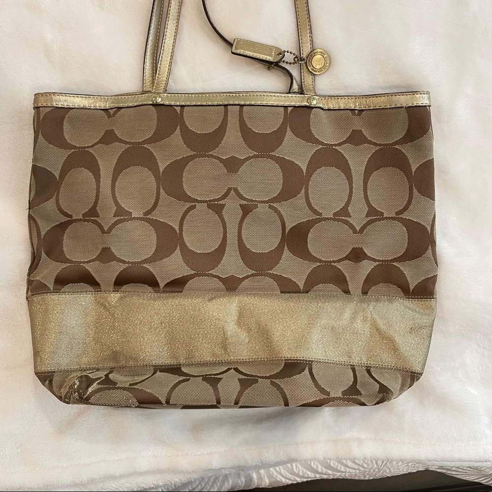Coach Signature Gold Stripe Bag